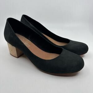 Tom's Dark Green Wood Block Heel Pumps Women's US8.5 EU39 Slip On 1003740518